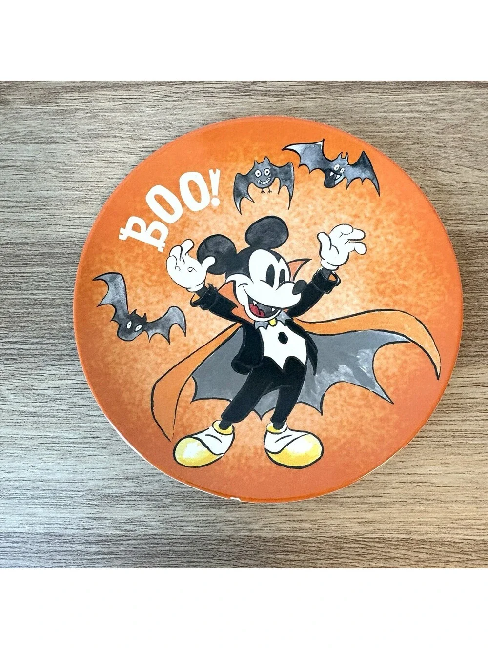Pottery Barn Kids Mickey Mouse Halloween Eek ! & Boo ! Plates Orange S/2 #9082A